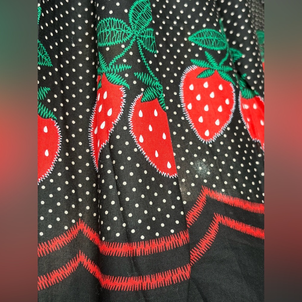Charming Black and Red Dress with Strawberry Design - Picture 3 of 3